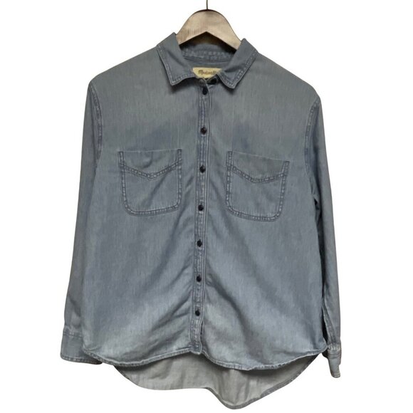 Madewell Women's Button Front Long Sleeve Cotton Denim Shirt Size Medium - Picture 1 of 9